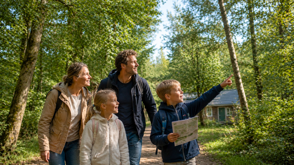 Gezin onderweg tijdens een interactieve Speur & Speel-route